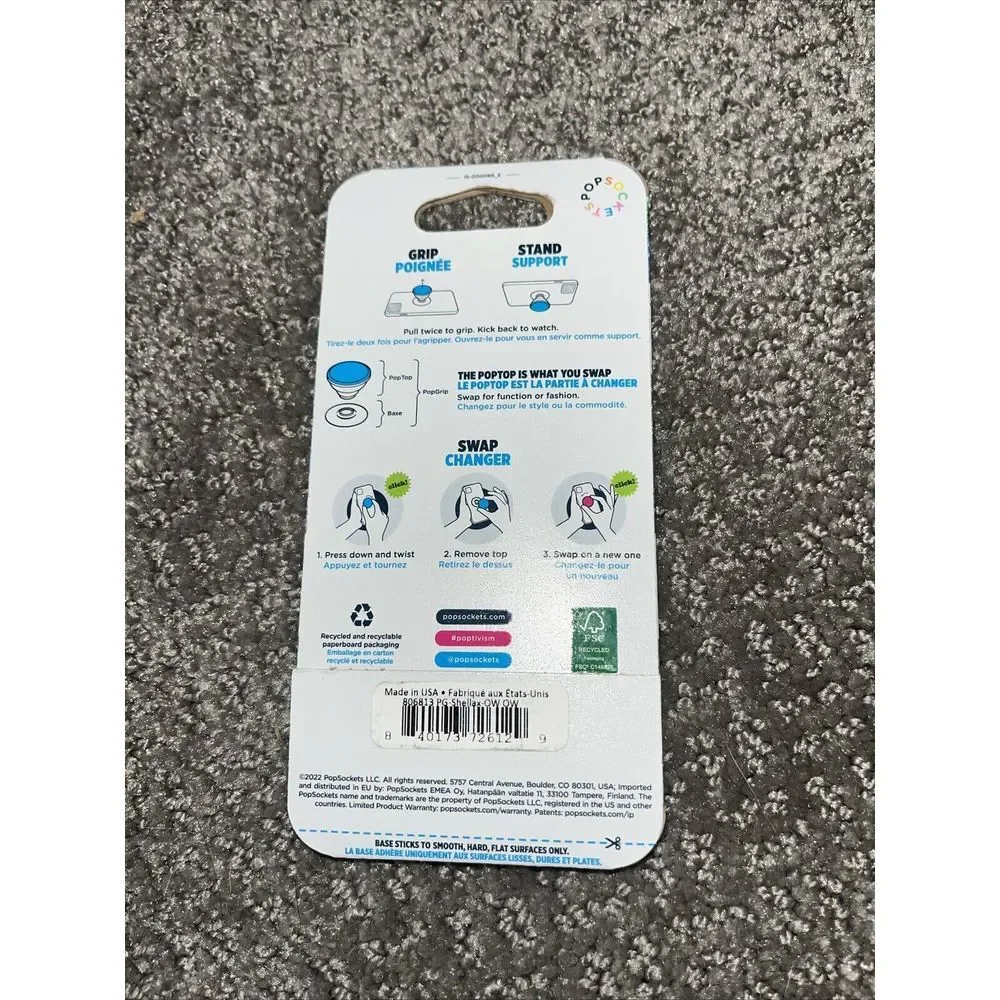New PopSockets PopGrip Shellax Chillax Chill‎ Turtle Swap Top Grip phone Stand
